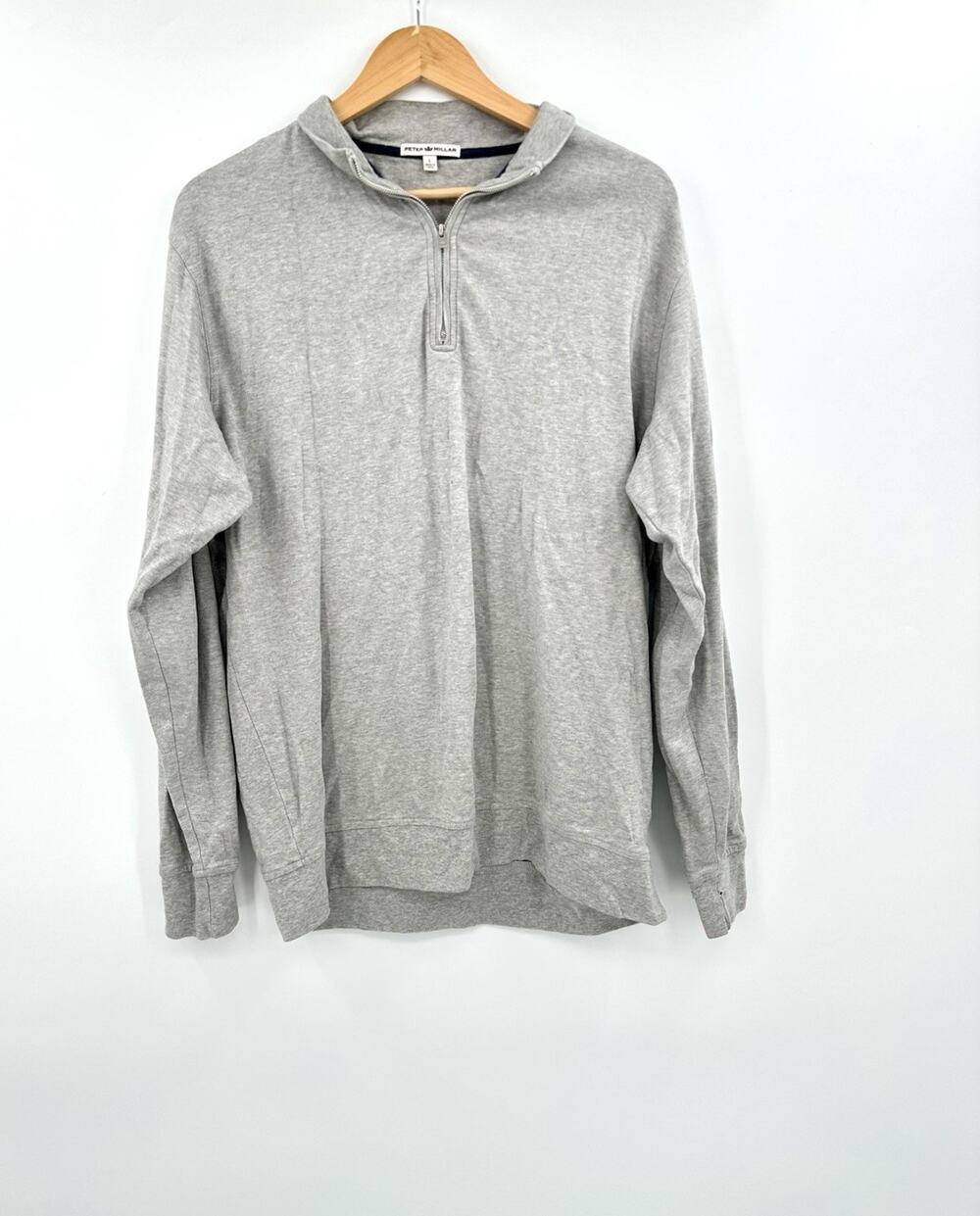 Peter Millar Quarter Zip Collared Pullover Gray Long Sleeve Men's Large Classic